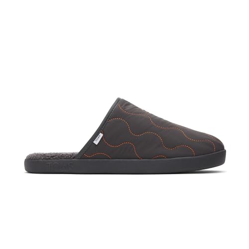 TOMS Herren Harbor Hausschuh, Pavement Grey Quilted Cotton Rip Stop Faux Shearling, 40.5 EU von TOMS