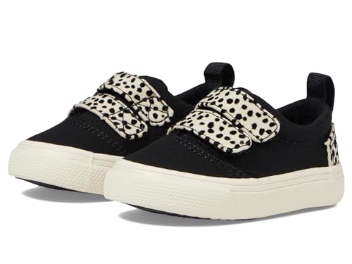 TOMS Jungen Mädchen Fenix Double Strap Sneaker, Black Canvas/Flocked Mini Cheetah, 25 EU von TOMS