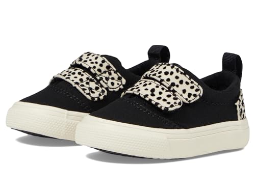 TOMS Jungen Mädchen Fenix Double Strap Sneaker, Black Canvas/Flocked Mini Cheetah, 27 EU von TOMS