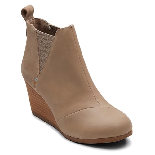 TOMS Damen Kelsey Wedge Booties Pumps, Taupe Grau Leder/Wildleder, 36.5 EU von TOMS