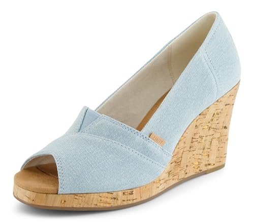 TOMS Klassische Espadrilles für Damen mit Keilabsatz, pastellblau, 37 EU von TOMS