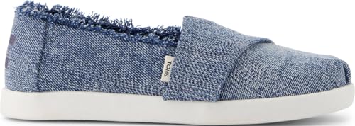 TOMS Mädchen Alpargata Classic Espadrille Zum Reinschlüpfen, Dark Sky Strukturierter Denim Mit Ausfransen, 30 EU von TOMS