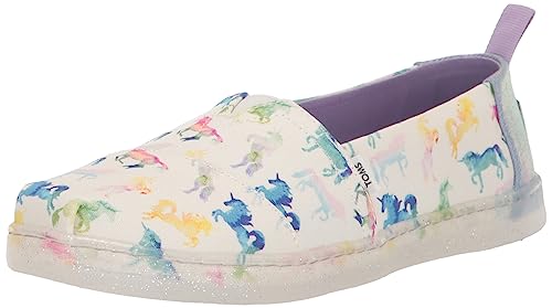 TOMS Mädchen Classic Alpargata Flacher Slipper, Weiße Aquarell Einhörner mit Ombre Motiv, 30 EU von TOMS