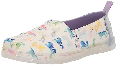 TOMS Mädchen Classic Alpargata Flacher Slipper, Weiße Aquarell Einhörner mit Ombre Motiv, 36.5 EU von TOMS