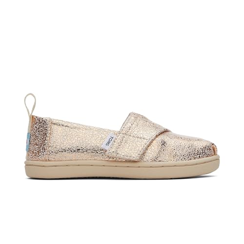 TOMS Mädchen Tiny Alpargata Espadrilles, Goldfarbene Craquelé Folie, 24.5 EU von TOMS