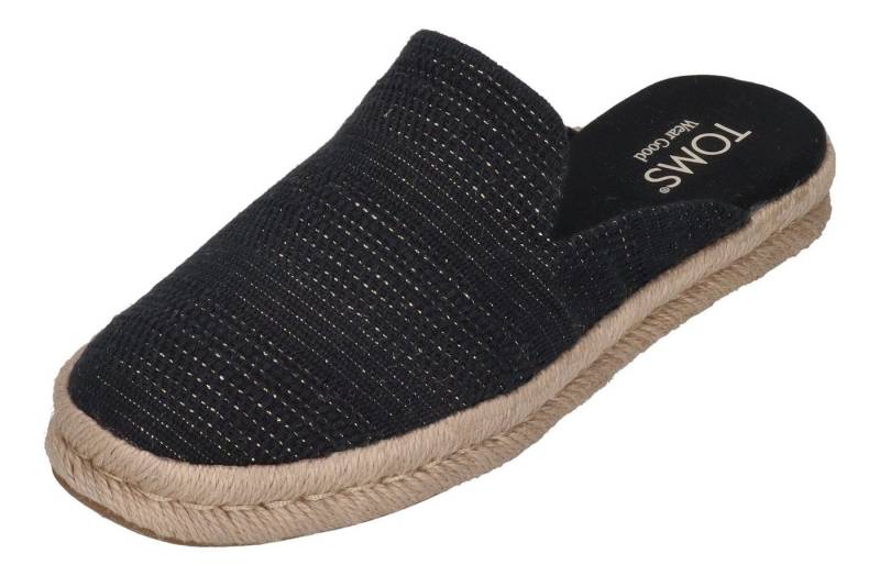 TOMS SANTIAGO MULE Espadrille Black Metallic Linen Stripe von TOMS