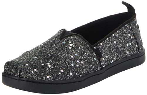 TOMS Tiny Girl's Classic Alpargata Espadrille Loafer Flat, Black Cosmic Glitter, 10 UK von TOMS