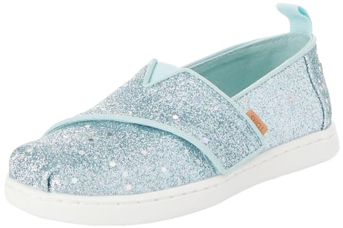 TOMS Tiny Girl's Classic Alpargata Espadrille Loafer Flat, Light Mint Cosmic Glitter, 10 UK von TOMS