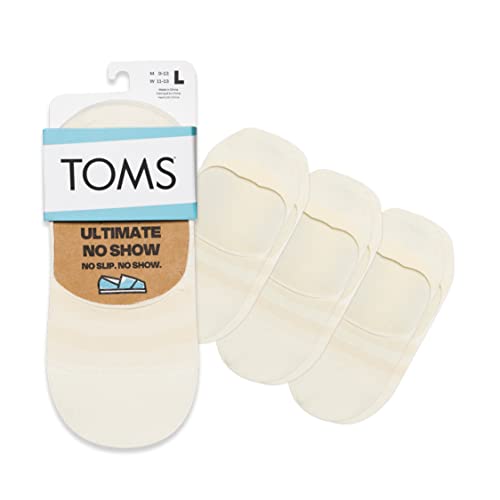 TOMS Ultimate No Show Socken, rutschfest, niedrig geschnitten, unsichtbar, 1 Paar, Cremefarben (3er-Pack), Medium von TOMS