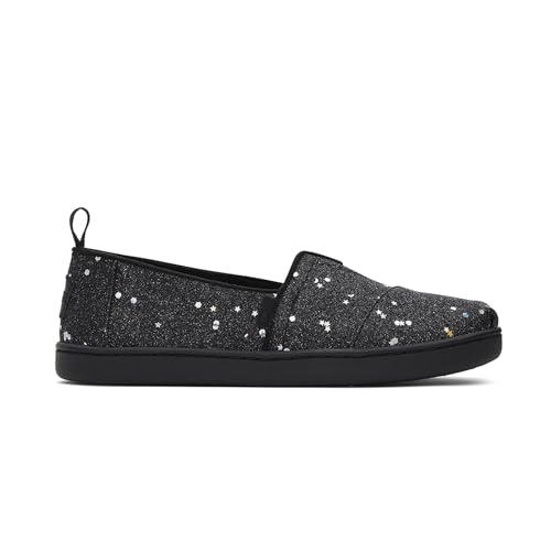 TOMS Youth Girl's Classic Alpargata Espadrille Loafer Flat, Black Cosmic Glitter, 11 UK von TOMS