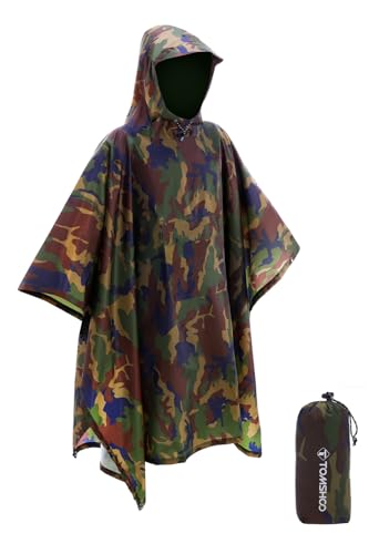 TOMSHOO Unisex Veste de Pluie Poncho, Camouflage 2, One Size von TOMSHOO