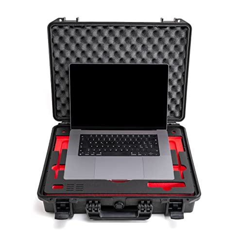 TomCase Wasserdichter Laptop Notebook Koffer/Tasche mit funktionellem Inlay für Apple MacBook Pro 16" (M1 – M4) und viel Zubehör | bruchfestes Militär Hardcase | IP67 Outdoor Case (MacBook Pro 16") von TomCase