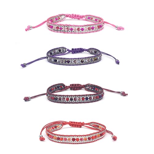 TONAUP Böhmische Gewebte Armbänder, Handgefertigt Verstellbar Freundschaftsarmbänder, Geflochtenes Wickelarmband Armband für Damen Herren Handgelenk Fußkettchen (Color D) von TONAUP