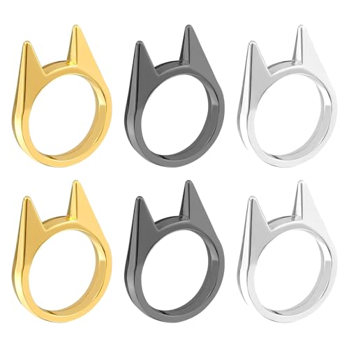 TONAUP Katzenohren Ring Zinklegierung, 6 Stück Niedliche Katzenringe Set Kreativer Self Defense Ring Selbstverteidigung Katzenringe Freundschaftsringe Dekoration von TONAUP