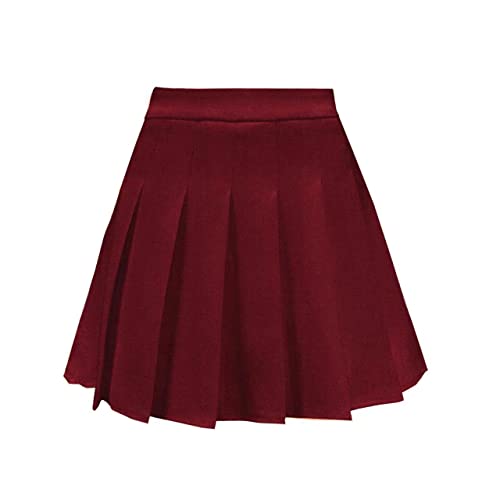 TONCHENGSD Plissierter Minirock für Damen, mit hoher Taille, Skater- und Tennisrock, Dunkelrot, XX-Large von TONCHENGSD