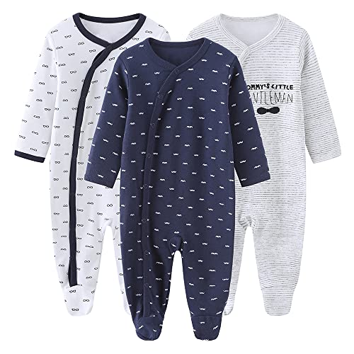 Chamie Baby Footies Bodys Strampler Langarm für Jungen Mädchen Baumwolle 0-3m/3-6m/6-9m/9-12m Gr. 3 Monate, Design6 von Chamie