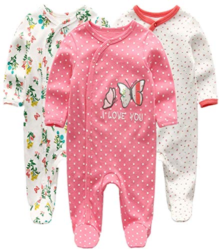 Chamie Baby Strampelanzug, langärmelig, für Jungen und Mädchen, Baumwolle, 0-3 m/3-6 m/6-9 m/9-12 m Gr. 3 Monate, Design7 von Chamie