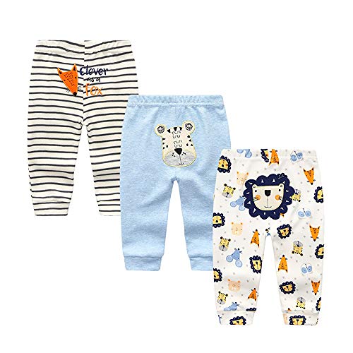 Chamie Baby Leggings Hosen Hosen für Baby Jungen und Mädchen 0-3m/3-6m/6-9m/9-12m 4er Pack 100% Baumwolle Gr. 0-3 Monate, Design3 von Chamie