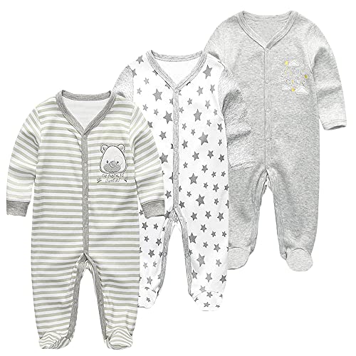 Chamie Baby Strampelanzug, langärmelig, für Jungen und Mädchen, Baumwolle, 0-3 m/3-6 m/6-9 m/9-12 m Gr. 9 Monate, Design9 von Chamie
