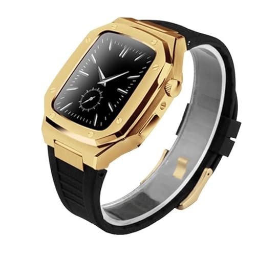 TONECY 45 mm 41 mm Edelstahl-Uhrengehäuse-Set für Apple Watch Band 40, 44 mm, Gummiband für iWatch Serie 8, 7, 6, SE, 5, 4, Modifikationsset von TONECY