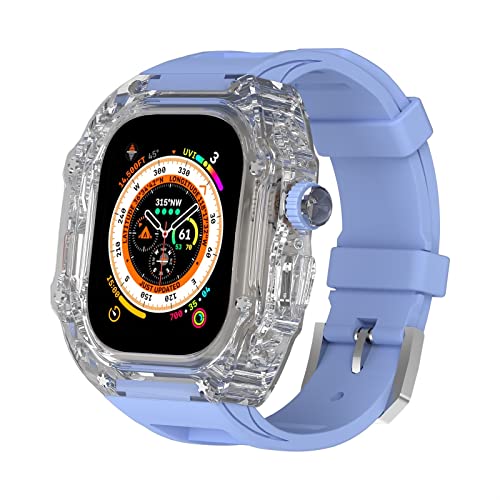 TONECY Für Apple Watch Ultra 49 mm MOD Kit Schutzhülle Serie 8 7 6 5 4 SE, Armband, Armband, Armband, leicht, robustes Gehäuse (Farbe: T, Größe: 44/45 mm) von TONECY