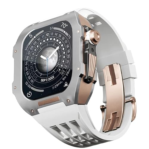 TONECY Gummiband, Titan-Lünette für Apple Watch 8/7, Apple Mod Watch, Zubehör, Ersatz-Titan, Luxus-Hülle, kompatibel mit iWatch Serie 45 mm, mit Werkzeug von TONECY