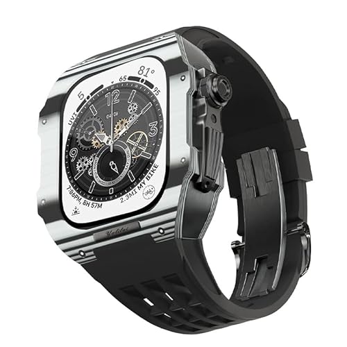 TONECY Kohlefaser-Gehäuse für Apple Watch Band 44/45 mm, Gummiband-Modifikationsset, kompatibel mit iWatch 8, 7, 6, 5, 4, SE-Serie, Upgrade-Modifikation (Farbe: 25, Größe: 45 mm) von TONECY