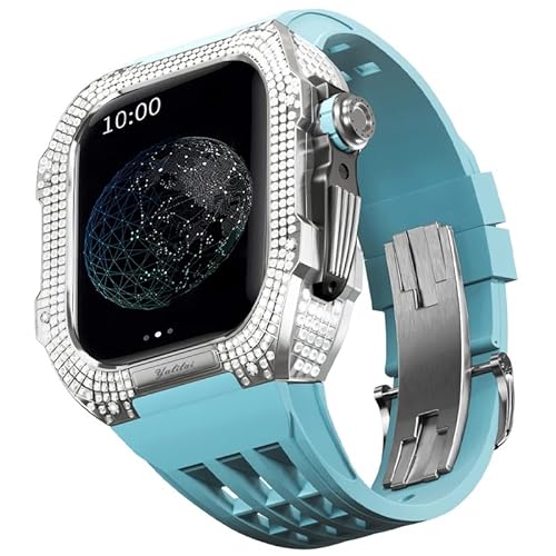 TONECY Mod Kit für Apple Watch Serie 8 7, 45 mm, Gehäuse aus Titanlegierung und Gummiband für iWatch 45 mm, Ersatz-Uhrenarmband, Zubehör von TONECY