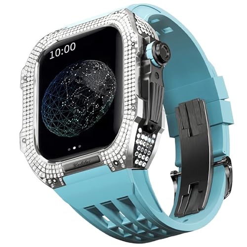 TONECY Mod Kit für Apple Watch Serie 8 7, 45 mm, Gehäuse aus Titanlegierung und Gummiband für iWatch 45 mm, Ersatz-Uhrenarmband, Zubehör von TONECY