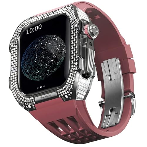 TONECY Mod Kit für Apple Watch Serie 8 7, 45 mm, Gehäuse aus Titanlegierung und Gummiband für iWatch 45 mm, Ersatz-Uhrenarmband, Zubehör von TONECY