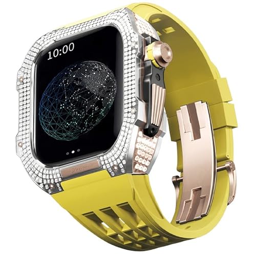 TONECY Mod Kit für Apple Watch Serie 8 7, 45 mm, Gehäuse aus Titanlegierung und Gummiband für iWatch 45 mm, Ersatz-Uhrenarmband, Zubehör von TONECY