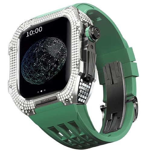 TONECY Mod Kit für Apple Watch Serie 8 7, 45 mm, Gehäuse aus Titanlegierung und Gummiband für iWatch 45 mm, Ersatz-Uhrenarmband, Zubehör von TONECY