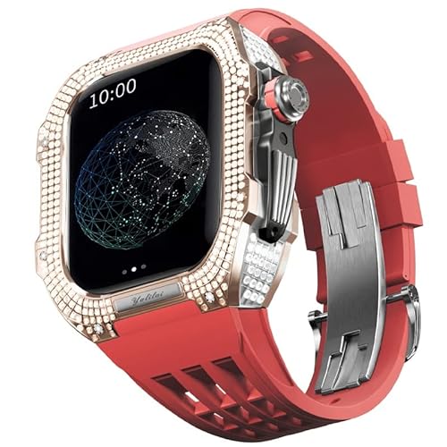 TONECY Mod Kit für Apple Watch Serie 8 7, 45 mm, Gehäuse aus Titanlegierung und Gummiband für iWatch 45 mm, Ersatz-Uhrenarmband, Zubehör von TONECY