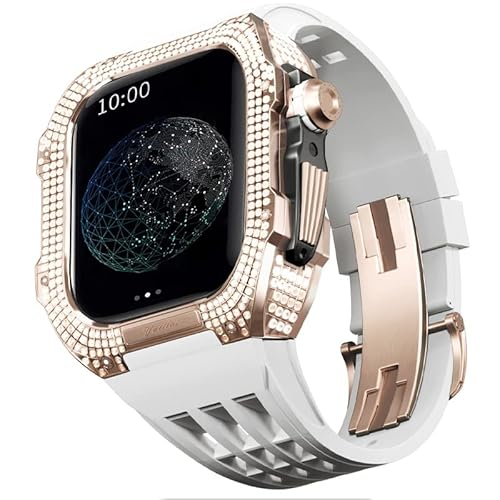 TONECY Mod Kit für Apple Watch Serie 8 7, 45 mm, Gehäuse aus Titanlegierung und Gummiband für iWatch 45 mm, Ersatz-Uhrenarmband, Zubehör von TONECY