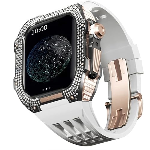 TONECY Mod Kit für Apple Watch Serie 8 7, 45 mm, Gehäuse aus Titanlegierung und Gummiband für iWatch 45 mm, Ersatz-Uhrenarmband, Zubehör von TONECY