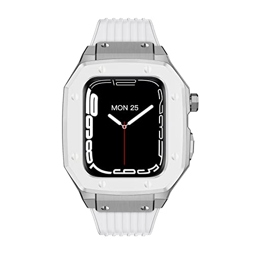 TONECY Uhrenarmband aus Legierung für Apple Watch Serie 7, 6, 5, 4 SE, 45 mm, 44 mm, 42 mm, Luxus-Metall-Gummi-Edelstahl-Uhrenmodifikation, Mod-Kit, Uhrenarmband für Männer und Frauen (Farbe: 10 mm von TONECY