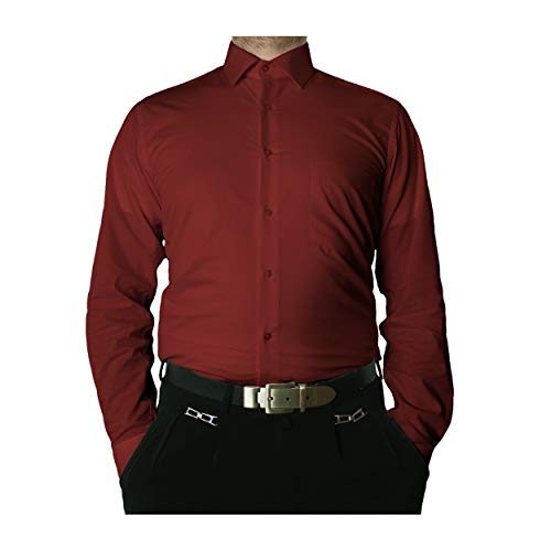 TONELLI Designer Herren Hemd Bordeaux Bügelfrei klassischer Kragen Herrenhemd Kentkragen Langarm Größe S 37 von TONELLI