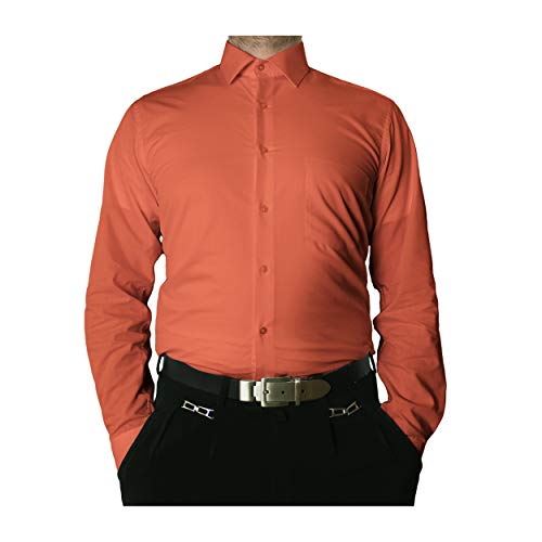 TONELLI Designer Herren Hemd Rot Bügelfrei klassischer Kragen Herrenhemd Kentkragen Langarm Größe XXL 46 von TONELLI