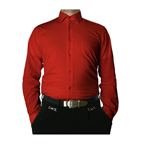 TONELLI Designer Herren Hemd Rot klassischer Kragen Herrenhemd Kentkragen Langarm Größe XXXL 48 von TONELLI