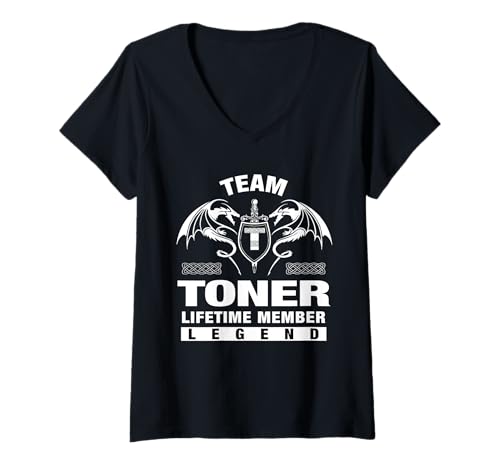 Damen Team Toner – Lebenslange Mitglieder Geschenke T-Shirt mit V-Ausschnitt von TONER FAMILY Idea Gifts