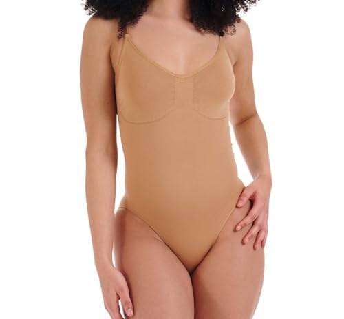 TONEST Shapewear Damen - Shaping Body - Bauch-Weg Effekt - Figurformender Miederbody - Shape-Unterwäsche-Formbody - 3000-MS-CC (L, Dunkel-Beige) von TONEST