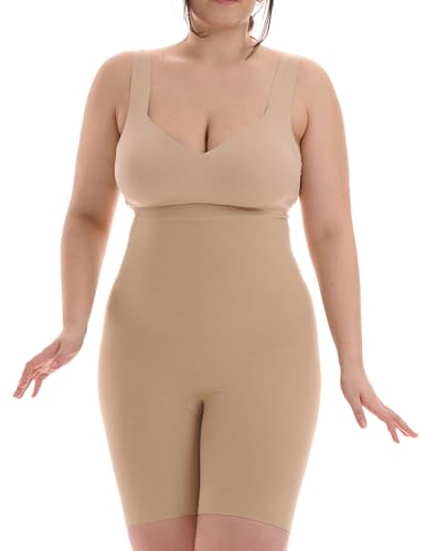 TONEST Shapewear große Größen - extra stark-formend - Curvy Shape-Miederhose - Shaping-Radlerhose - Bauchweg- Kompressionswäsche - 1300-SS-Curvy (42, Beige) von TONEST