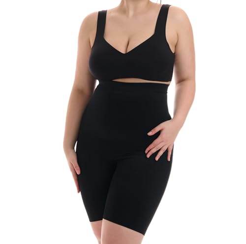 TONEST Shapewear große Größen - extra stark-formend - Curvy Shape-Miederhose - Shaping-Radlerhose - Bauchweg- Kompressionswäsche - 1300-SS-Curvy (44, Schwarz) von TONEST