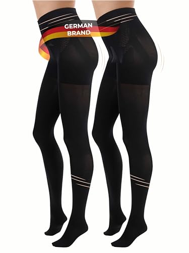 TONEST Shaping Strumpfhosen Damen - 80DEN - blickdicht-figurformend - Bauchweg-Effekt - Butt Lift - Shape Strumpfhose - 1er & 2er-Set - 1020-TS (M-L, Schwarz, 2x) von TONEST