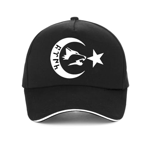 TONFON Unisex-Baseballkappe Herren Türkischer Buchstabe Baseballkappe Verstellbare Kappe mit Monddruck Sternenflagge Wolf Göktürk Golf Sommer von TONFON