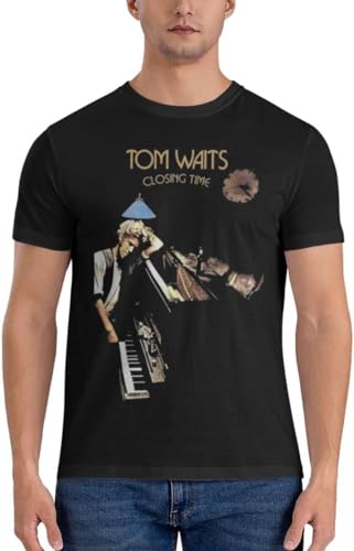 Tom-Waits Essential T-Shirt, einfarbig, Herren-T-Shirt, grafische T-Shirts, Schwarz , M von TONGFENG