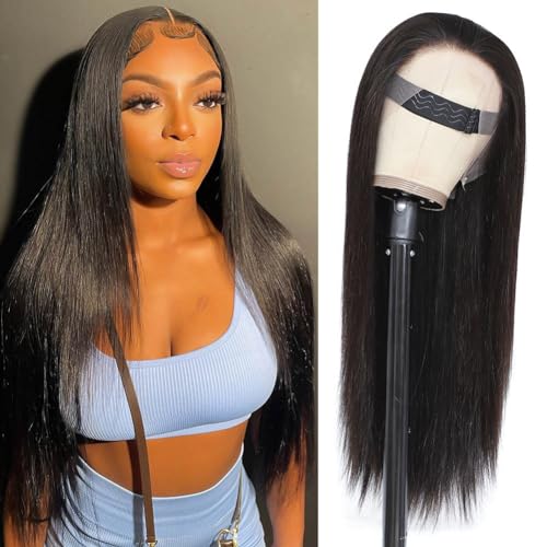 TONGMAY 250% Density Straight HD Lace Front Wigs Human Hair Pre Plucked Bleached Knots 13x4 Transparent Lace Frontal Wig with Baby Hair 100% Virgin Human Hair Wigs for Women (Natural Color,20 inch) von TONGMAY