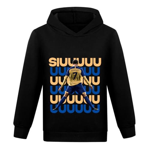 TONGQUD Jungen-Kapuzen-Sweatshirt, lässiger Pullover, Kapuzenpullover, langärmelig, Baumwolle, Kinderpullover, modische Jugendkleidung, Alter 4–13 Jahre, Schwarz , 11-12 Years von TONGQUD