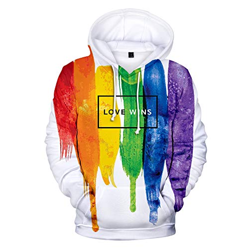 LGBT Pullover, Herbst und Winter Gay Pride Happy Rainbow Hoodie, Sport und Freizeit Pullover Jacke (A,S,Baumwolle,Polyesterfaser,Blouson,Lang,EUR) von TONGS