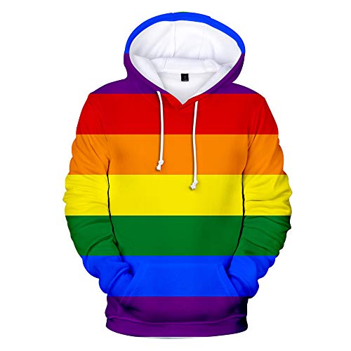 TONGS LGBT Pullover, Herbst und Winter Gay Pride Happy Rainbow Hoodie, Sport und Freizeit Pullover Jacke (C,L,Baumwolle,Polyesterfaser,Blouson,Lang,EUR) von TONGS